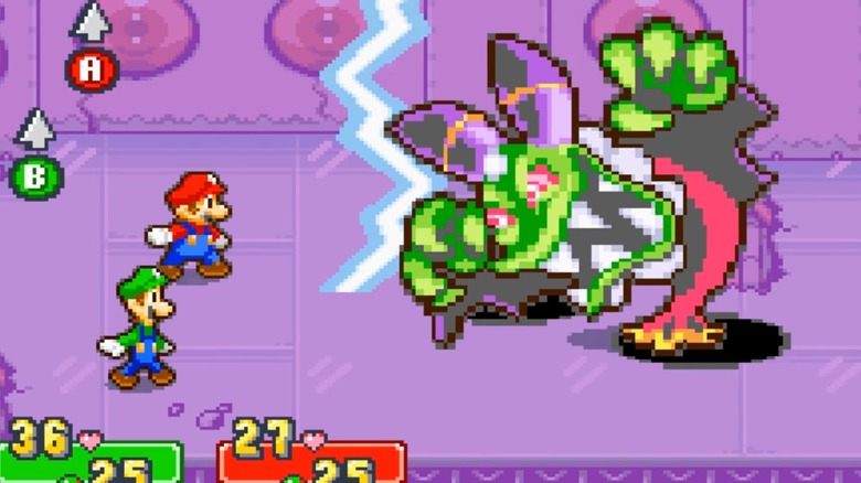 Cackletta in combat with Mario and Luigi in Mario & Luigi Superstar Saga