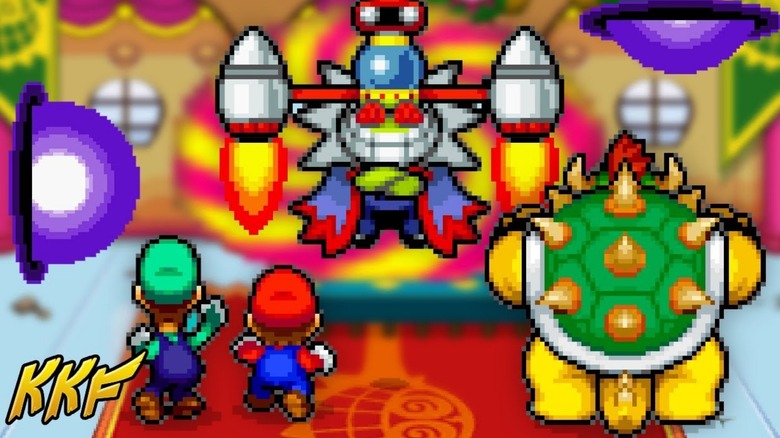 Luigi, Mario, and Bowser facing Fawful in Mario & Luigi: Bowser's Inside Story (2009)