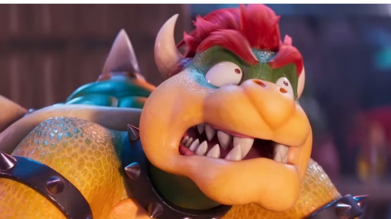 Bowser looking scared in The Super Mario Bros. Movie (2023)