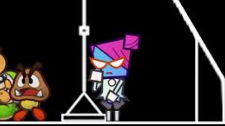 Nastasia standing next to Goomba in Super Paper Mario (2007)