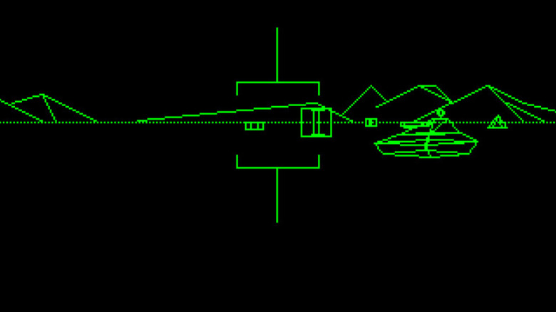 The player approaches an enemy tank in Battlezone