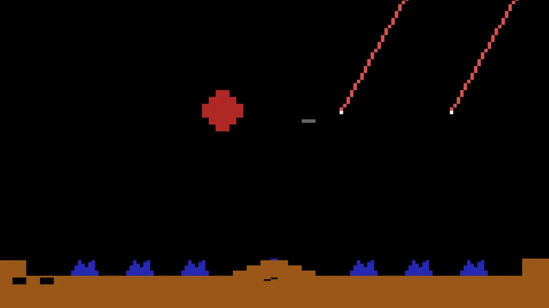 Two missiles descend on cities in Missile Command