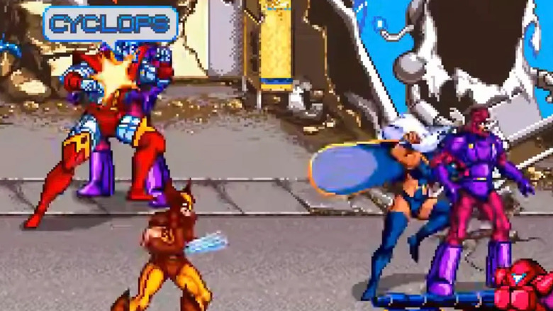 Cyclops, Colossus, Wolverine, and Storm fight Sentinels in X-Men (1992)