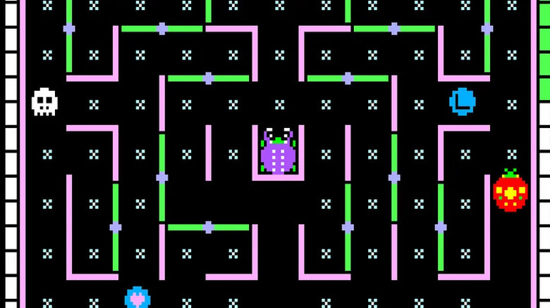 A ladybug consumes flowers on the right side of a maze in "Lady Bug" (1981)