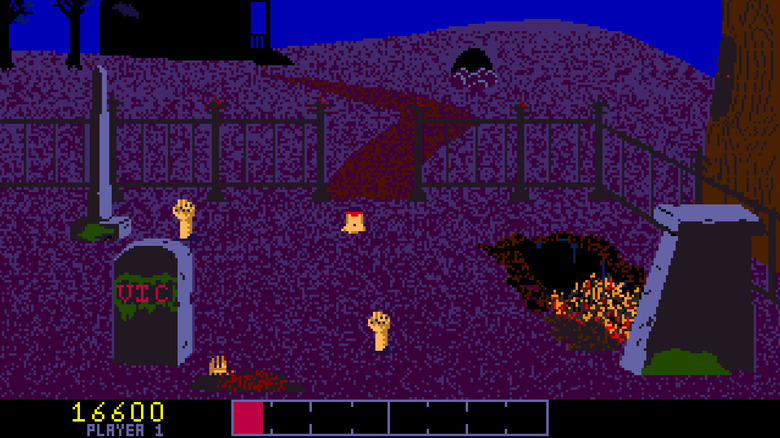 Hands emerge from a graveyard in Chiller