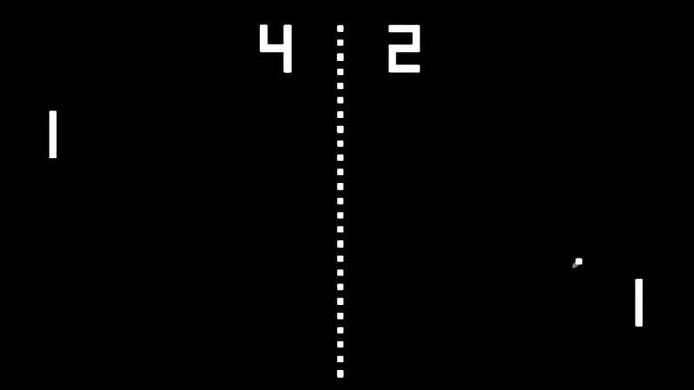 Two opposing paddles deflect a ball at each other