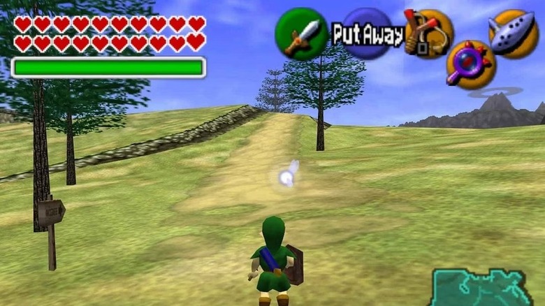 Link faces Hyrule Field in The Legend of Zelda: Ocarina of Time