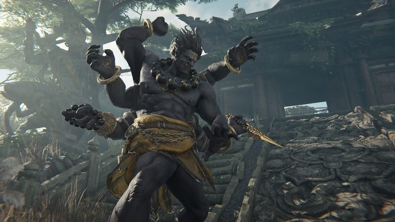 A multi-armed hero holds a knife in Naraka: Bladepoint