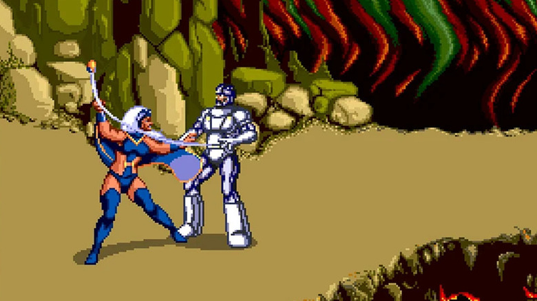 Storm fights a Sentinel in X-Men (1992)