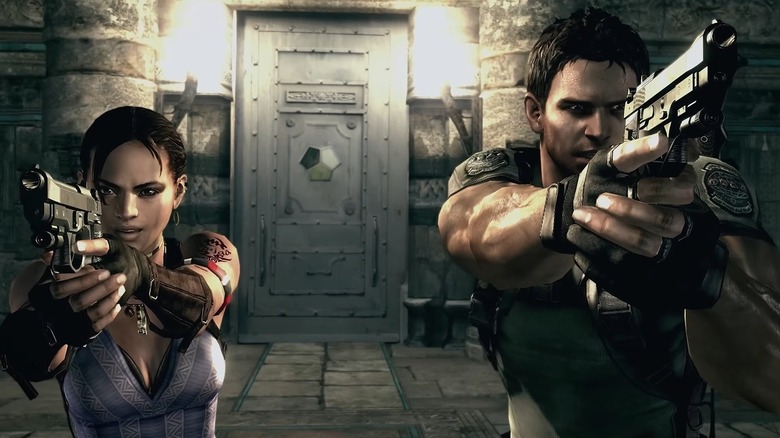 Sheva and Chris in Resident Evil 5. Note that Sheva is left-handed.