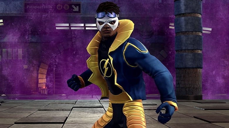Static Shock stands in a plaza in DC Universe Online