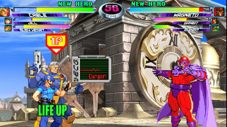 Cable and Jill Valentine face Magneto in Marvel vs. Capcom 2: New Age of Heroes