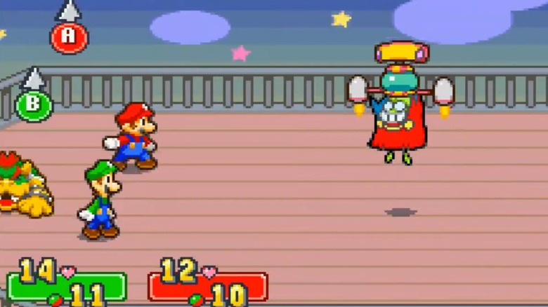 Mario and Luigi fighting Cackletta in "Mario and Luigi: Superstar Saga" (2003)
