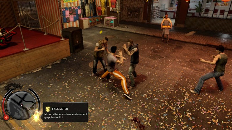 Shen takes on several thugs in a screenshot from Sleeping Dogs: Definitive Edition (2014)