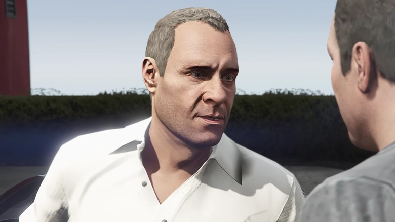 Devin Weston confronting Michael De Santa in Grand Theft Auto V