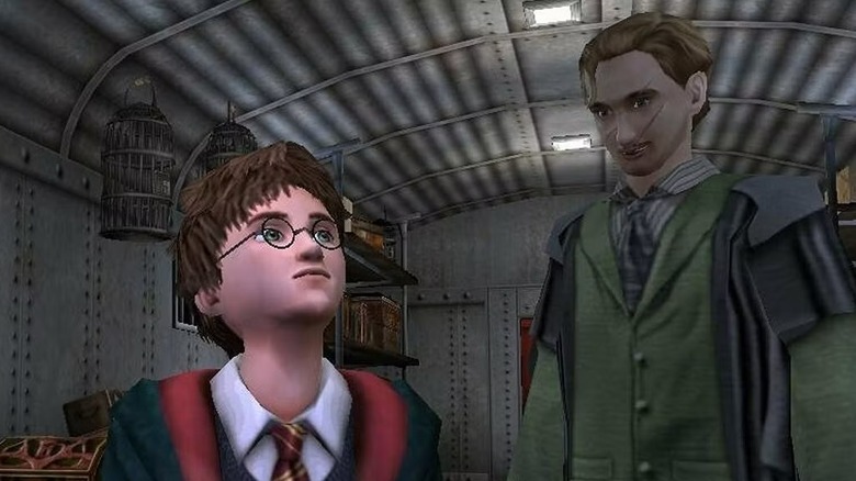 Remus Lupin watches Harry Potter closely in Harry Potter and the Prisoner of Azkaban