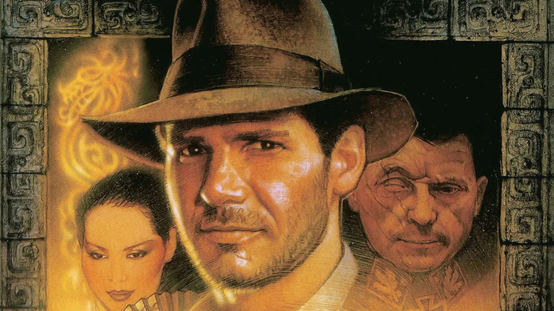 Indiana Jones, Mei-Ying, and Albrecht Von Beck on the cover art for Indiana Jones and the Emperor's Tomb