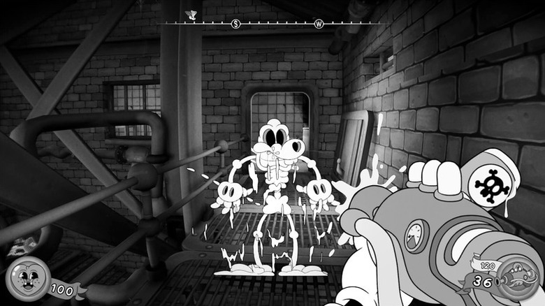 An enemy is melted down to a skeleton in Mouse: P.I. for Hire