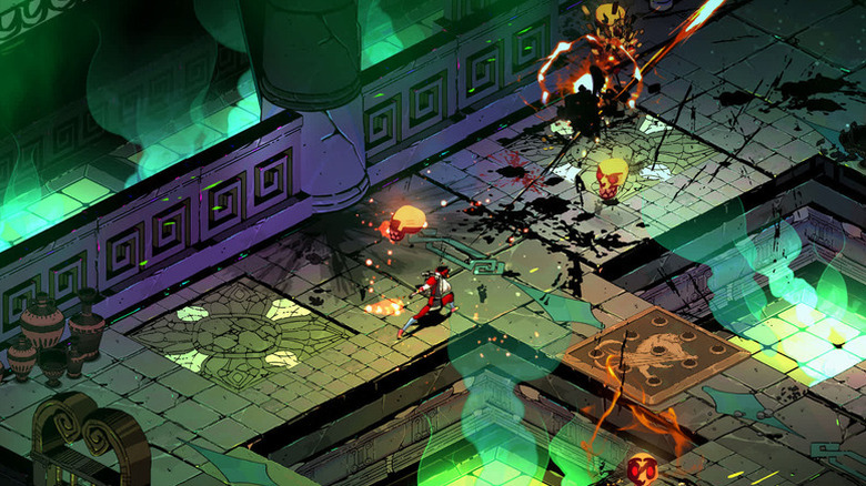 Zagreus dashes through a dungeon in Hades