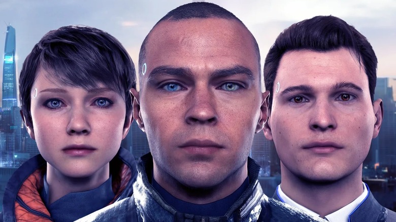 The three android characters from Detroit: Become Human