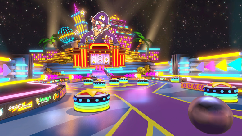A look at the bumpers in Waluigi Pinball in Mario Kart DS
