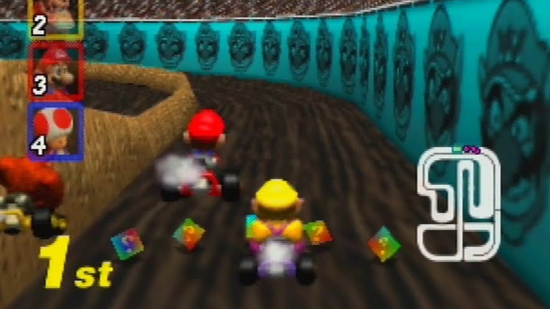 Wario takes a jump with Mario and Donkey Kong in Mario Kart 64