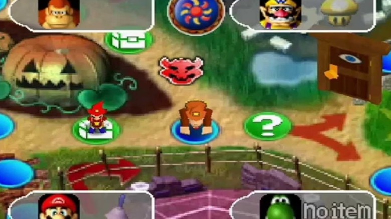 Mario and Donkey Kong move through a board in Mario Party 2