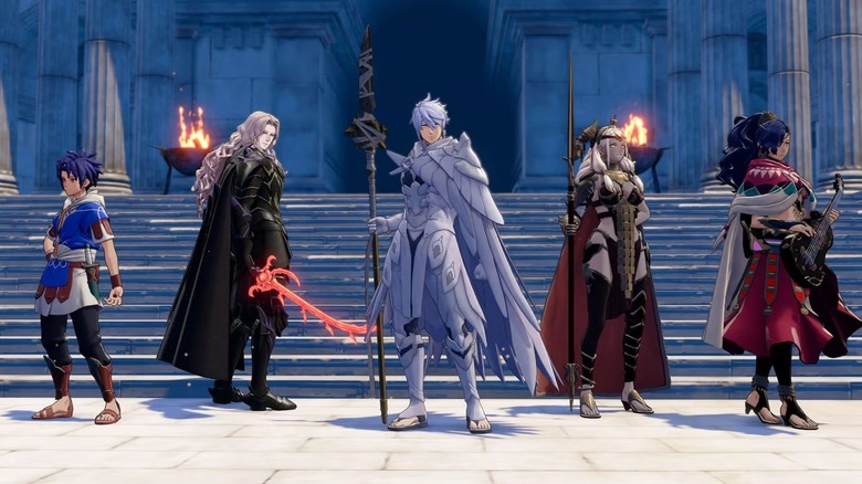The five protagonists line up in Fire Emblem: Fortune's Weave