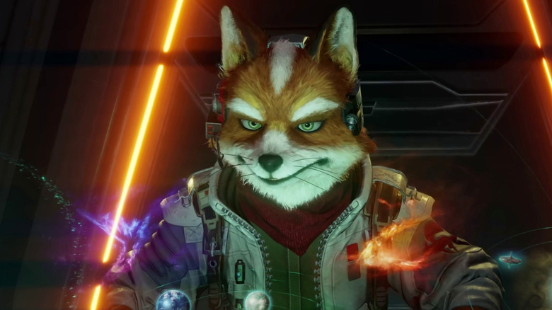 Fox McCloud stares at a hologram of the galaxy in Star Fox (2026)