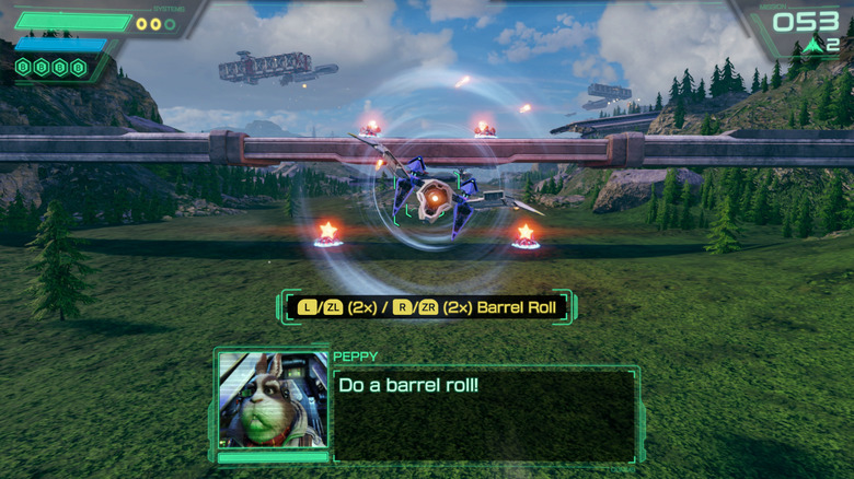 Peppy Hare instructs Fox McCloud to do a barrel roll in Star Fox (2026)