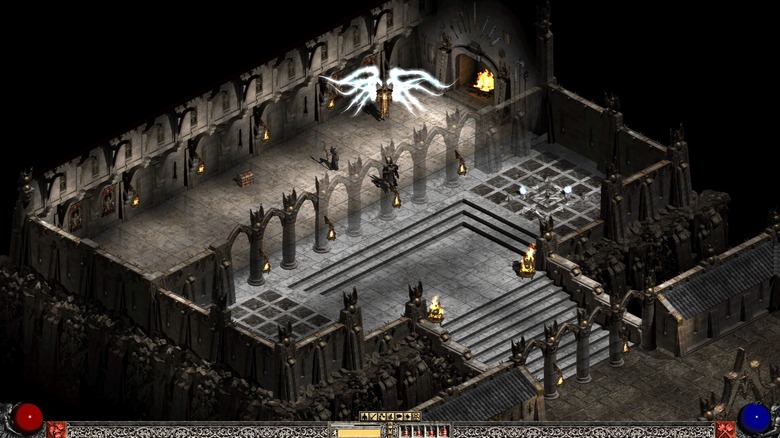 Player and Tyrael standing in Hell in Diablo 2