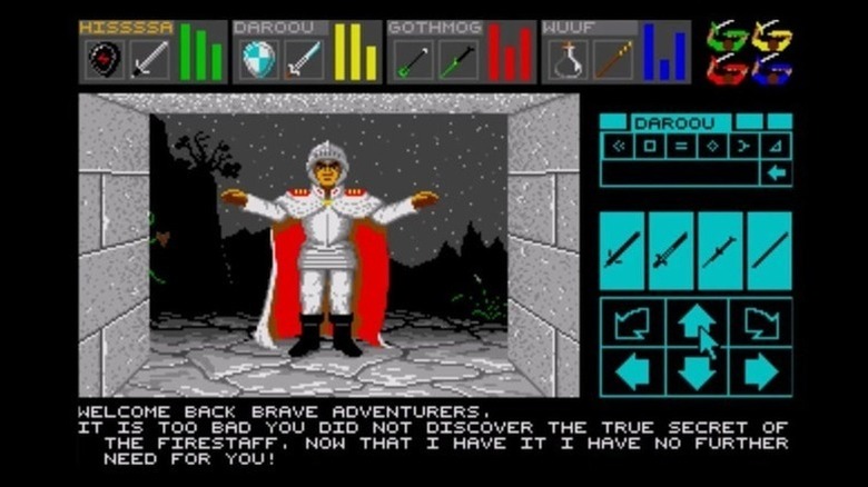 A knight stands at the entrance of a dungeon in Dungeon Master