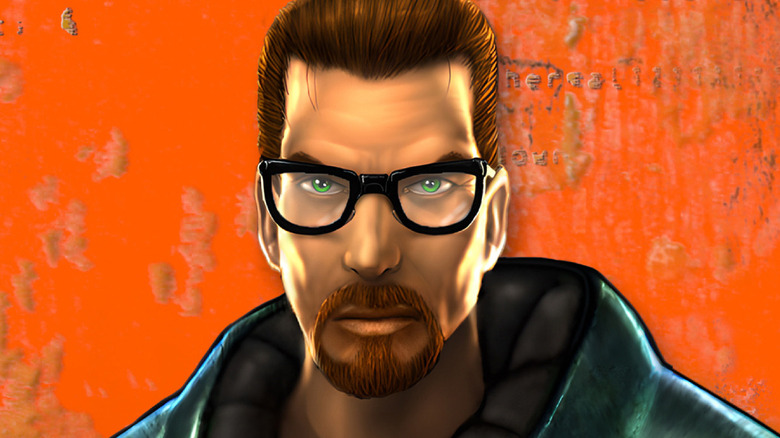 Gordon Freeman stares ahead on the cover art for 