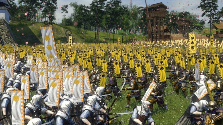 Japanese feudal armies collide on the battlefield in Total War: Shogun 2