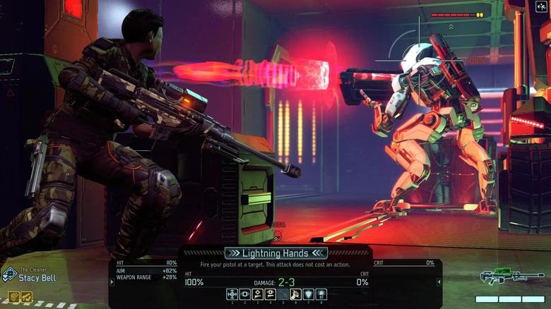 A sniper targets an alien soldier in XCOM 2