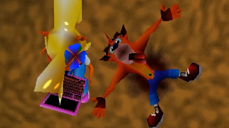 Coco and Crash in the opening cutscene of Crash Bandicoot 2