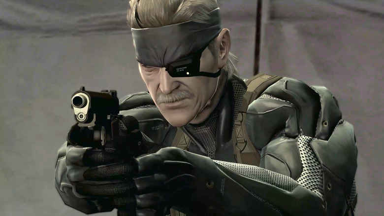 Old Snake aims his pistol in Metal Gear Solid 4: Guns of the Patriots