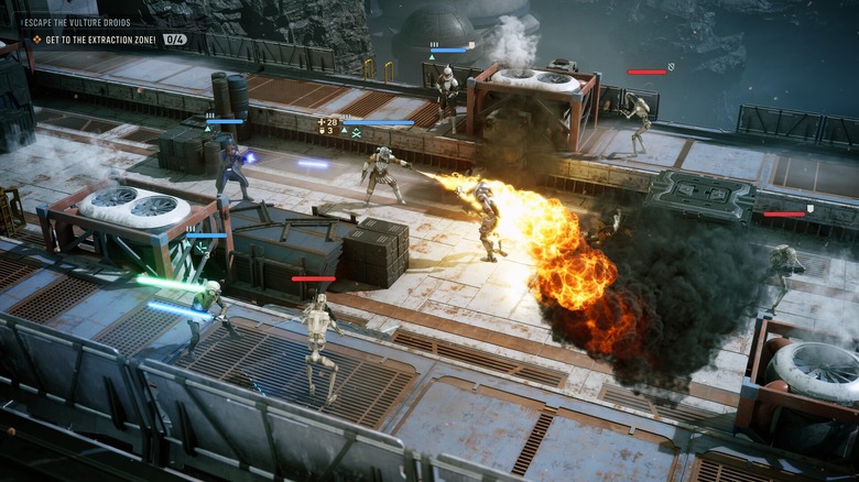 Soldiers fighting on bridge in Star Wars Zero Company