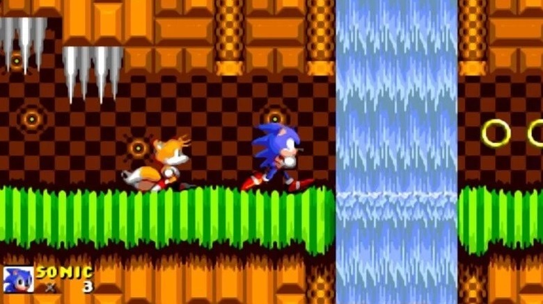 Tails and Sonic run through Emerald Hill Zone in Sonic the Hedgehog 2