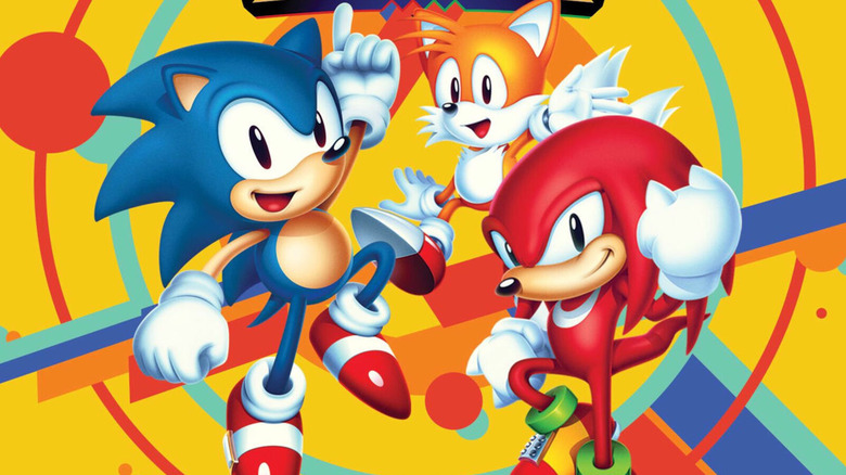 Sonic, Tails, and Knuckles assemble on the cover art for Sonic Mania