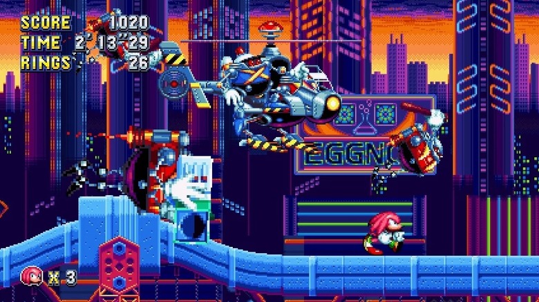 Knuckles is pursued by robots in Sonic Mania