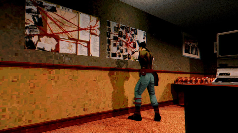 Leopold examines a bulletin board in Vultures: Scavengers of Death