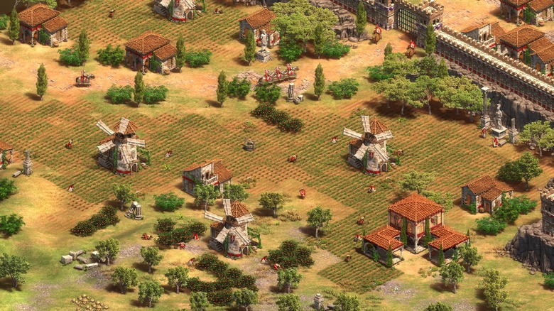 Farms and windmills in Age of Empires II