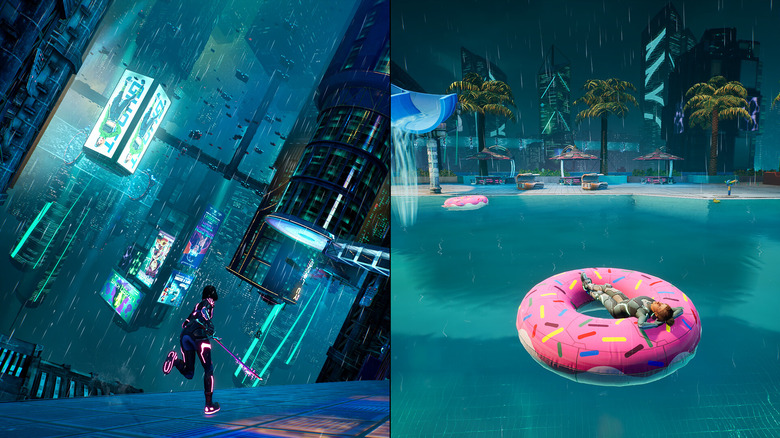 Mio and Zoe completing a sci-fi level in Split Fiction