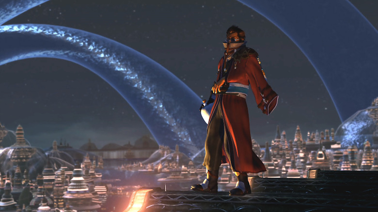 Auron overlooks a city in Final Fantasy X