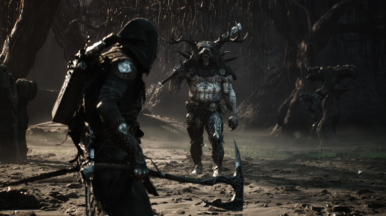 An enemy approaches a shell in Mortal Shell II
