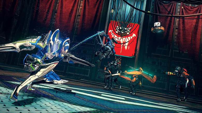 Legionis launches himself at a group of chimera in Astral Chain