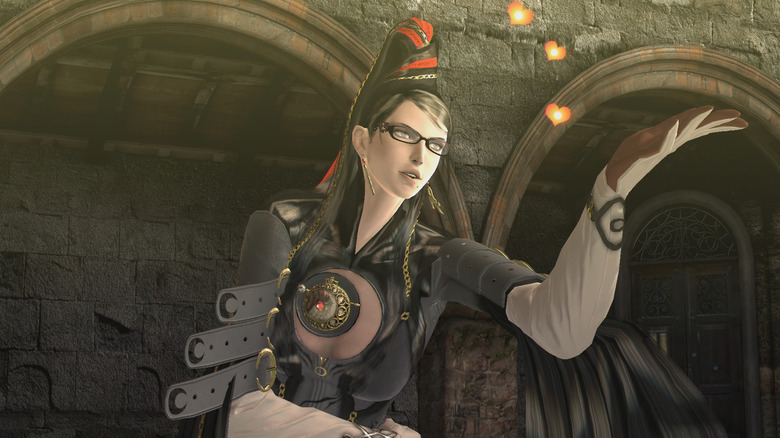 Bayonetta blows kisses in Bayonetta