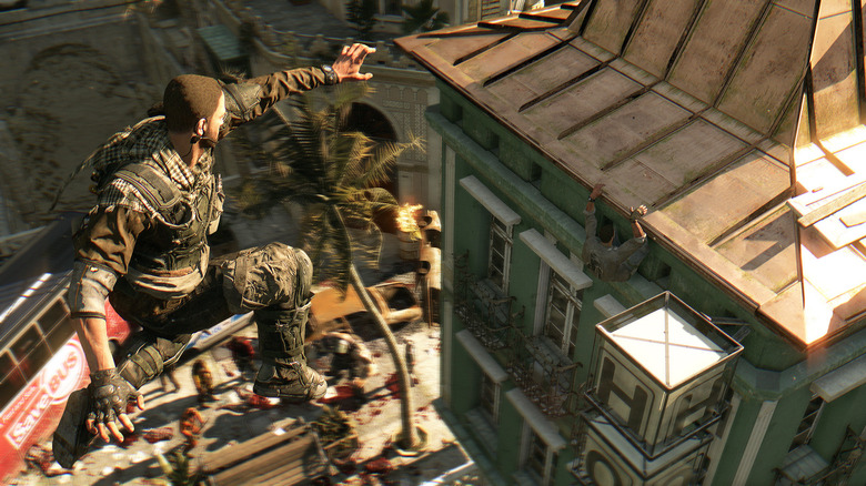 Two Dying Light players (one as Kyle) parkouring across the city of Harran