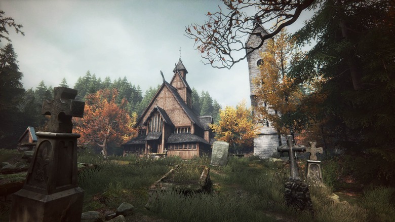 A creepy graveyard in The Vanishing of Ethan Carter